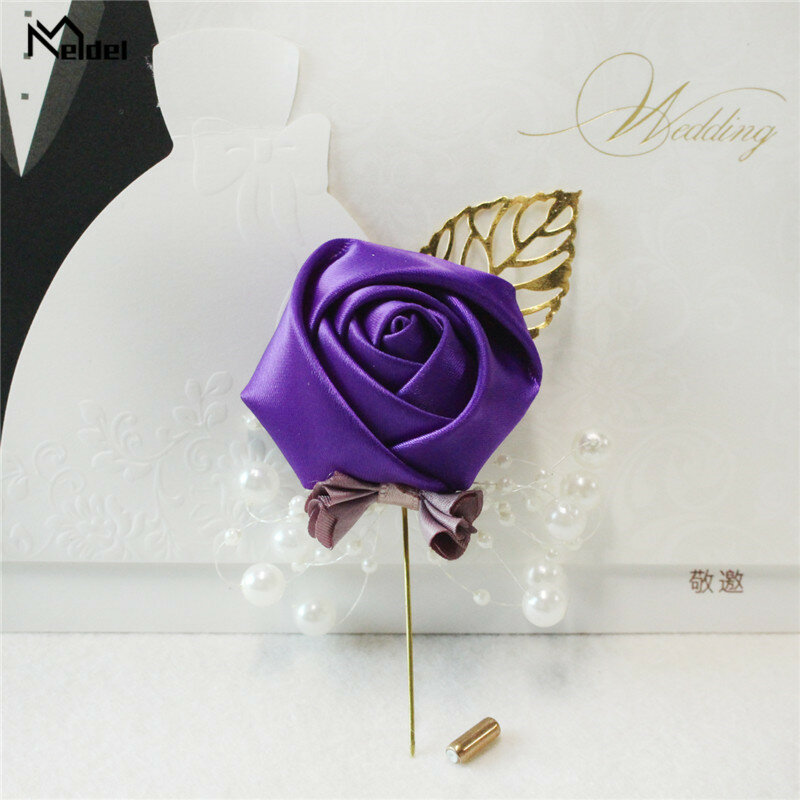 Meldel Silk Rose Bridal Brooch Flower Pearl Brooches for Women Cardigan Shirt Shawl Pins Coat Ladies Clothes Jewelry Accessories