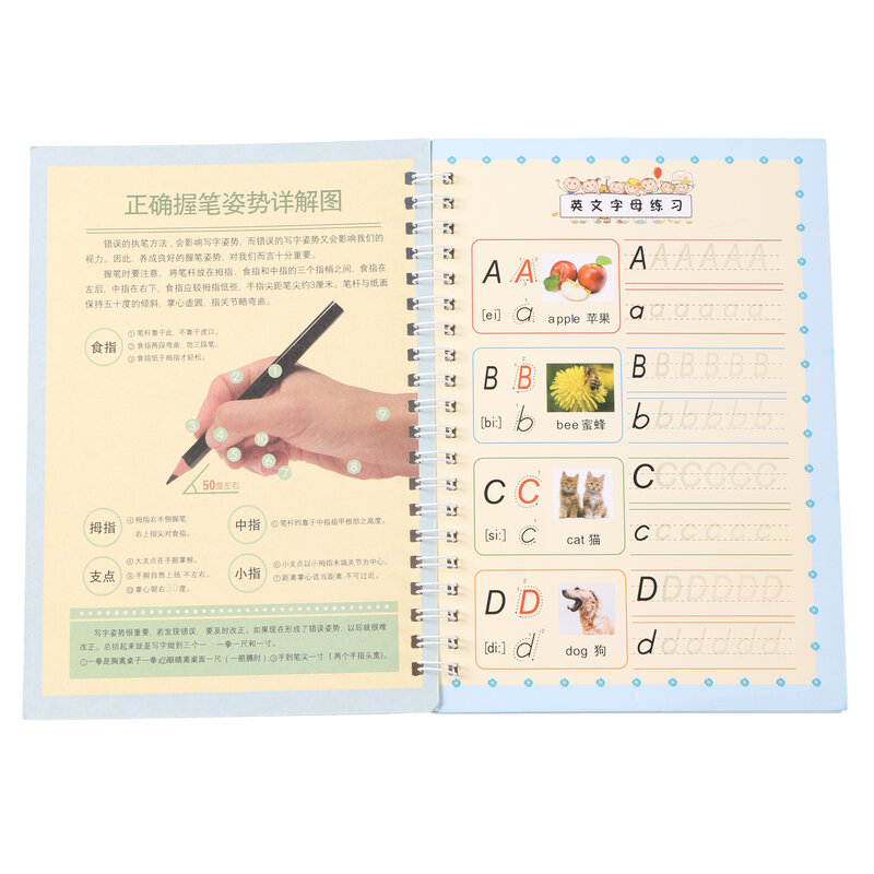 Libro de escritura en inglés para niños, libro de caligrafía, escritura a mano, práctica de aprendizaje en inglés