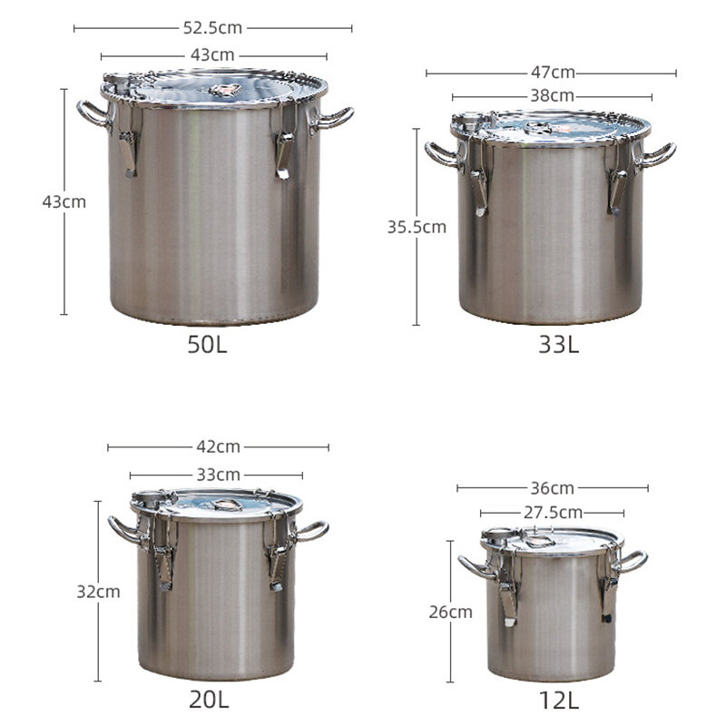 12L 304 Stainless Steel Barrel Fermentation Barrel Fruit Wine Wine Making Equipment Grain, Oil, Soup and Food Material Storage