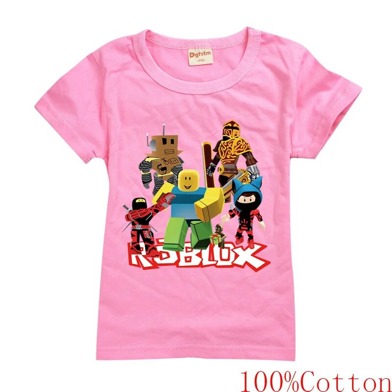 Crianças verão de manga curta camiseta robloxing padrão dos desenhos animados para meninos e meninas crianças esporte topos crianças adolescentes roupas
