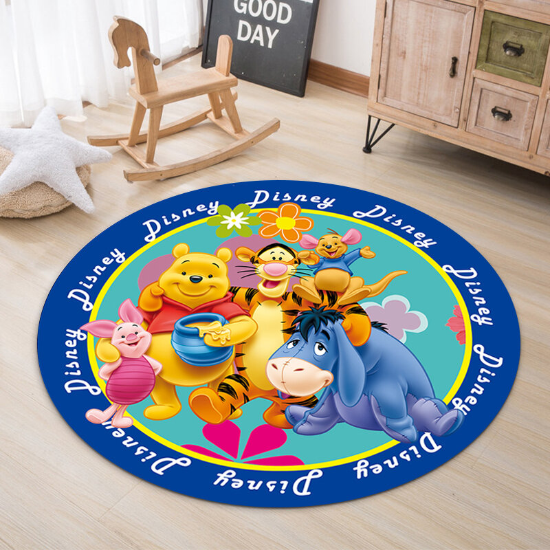 Disney-alfombra de juego redonda de 100cm para bebé, alfombrilla grande antideslizante de poliéster con dibujos de animales, para habitación de niños