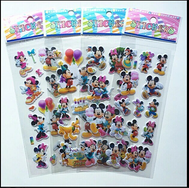 Cute Mickey Mouse Minnie Adesivos para Crianças, Anime Adesivos para Bagagem e Notebook, Scrapbooking Adesivo, Venda Quente, 6Pcs