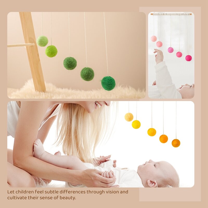 Colgante de bola de felpa Montessori para bebé, juguete de cuna colgante móvil colorido, juego sensorial Visual para niños, juguetes educativos cognitivos de Color