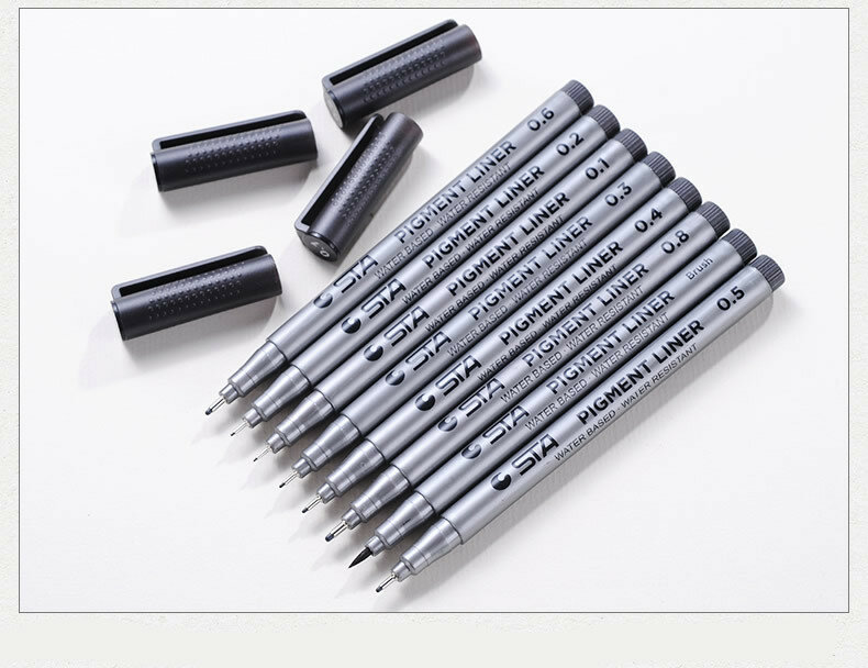 STA 8050-Bolígrafo de aguja de tinta, pincel para dibujar, pigmento, delineador, impermeable, punta fina, 0,05/0,1/0,2/0,3/0,4/0,5/0,6/0,8