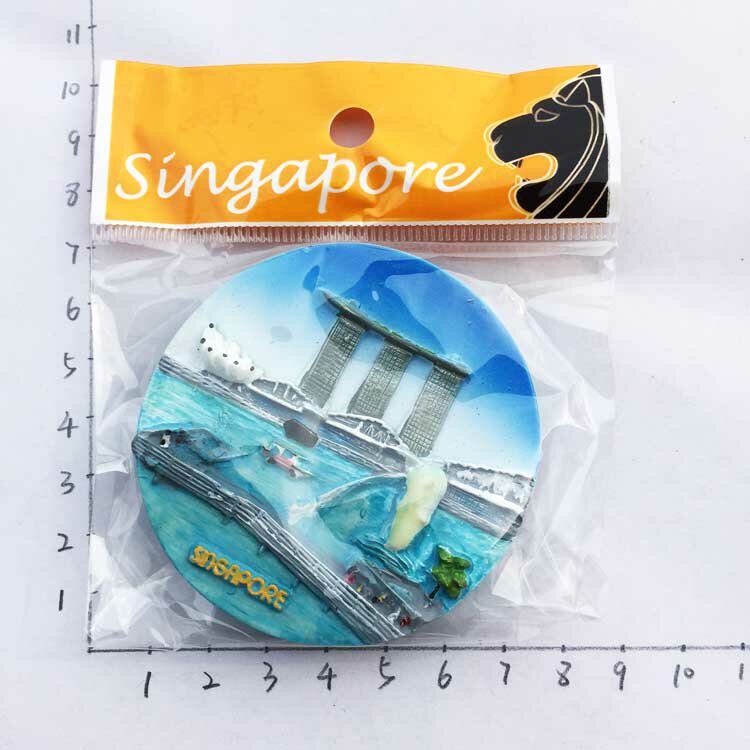 QIQIPP 싱가포르 마리나 베이 3 차원 풍경 관광 기념품 마그네틱 스티커 냉장고 스티커