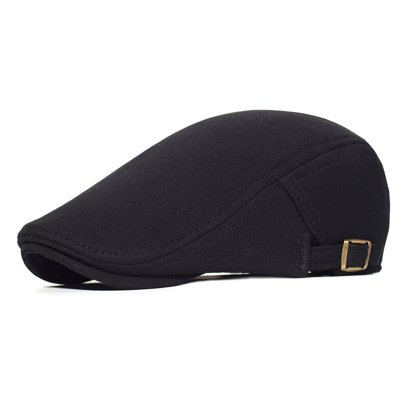 調節可能なコットンキャスケットキャップ,カジュアルベレー帽,フラット,ツタ,ソフト,無地,運転用,ユニセックス,黒とグレーの帽子
