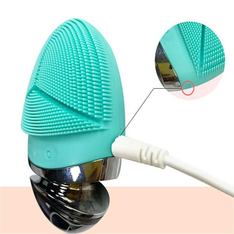 USB Charging Electric EMS Microcurrent Facial Cleansing Brush Cleaner Machine Massage Device Silicone Skin Care Tool 20#71