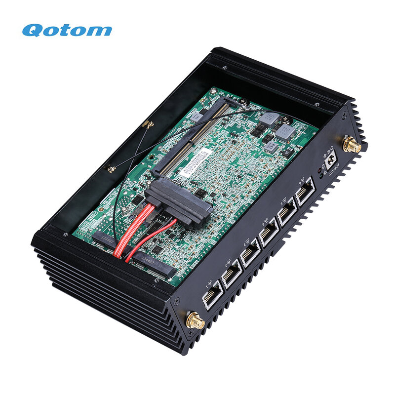 Qotom-جدار حماية جهاز التوجيه الناعم ، كمبيوتر صغير ، 6x إنتل ، 1G LAN ، i3-7100U الأساسية ، ذاكرة DDR4 RAM ، mSATA SSD ، واي فاي