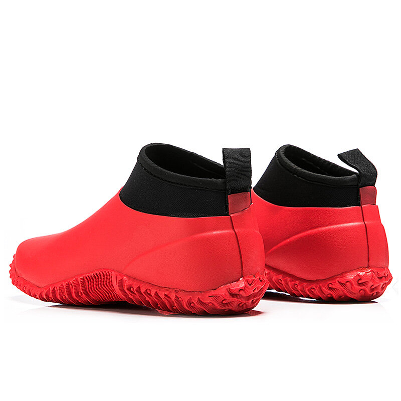Женские Легкие резиновые сапоги, теплые модные водонепроницаемые ботинки с низким верхом, обувь для дождя