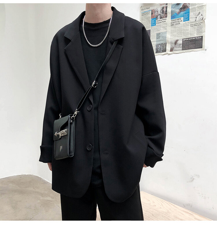 Blazers estilo britânico para homens, terno solto na moda, jaquetas retrô, entrada diária, combina com tudo, streetwear coreano simples, lazer masculino