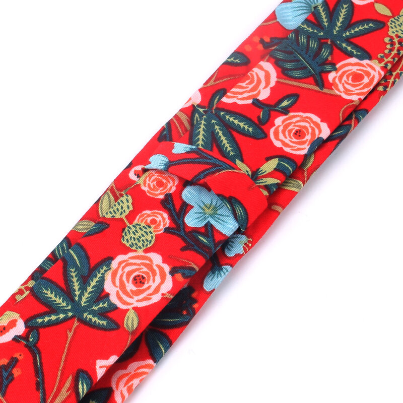 Gravata floral de algodão para homens e mulheres, gravatas magras, ternos clássicos, estampa floral, casamento, cavata casual, novo