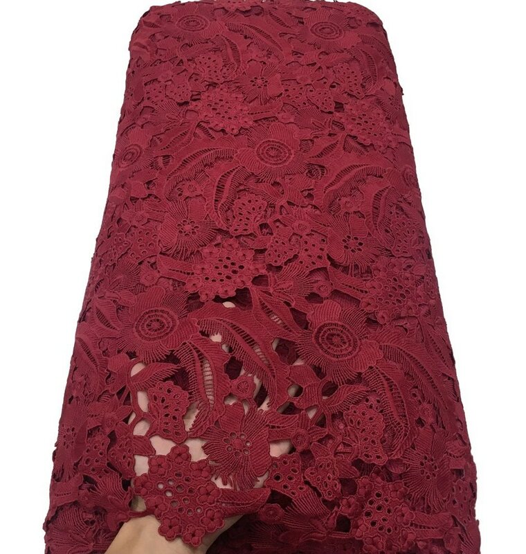 Tela de encaje de tul africano, tela de encaje de malla francesa bordada para vestido de novia ML8522