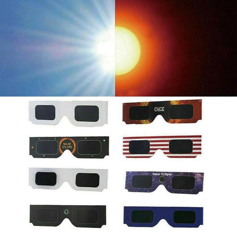 Paper Solar Eclipse Glasses, Total Eclipse Glasses, cor aleatória, observação ao ar livre, Anti-UV, Q7Z6, 1pc