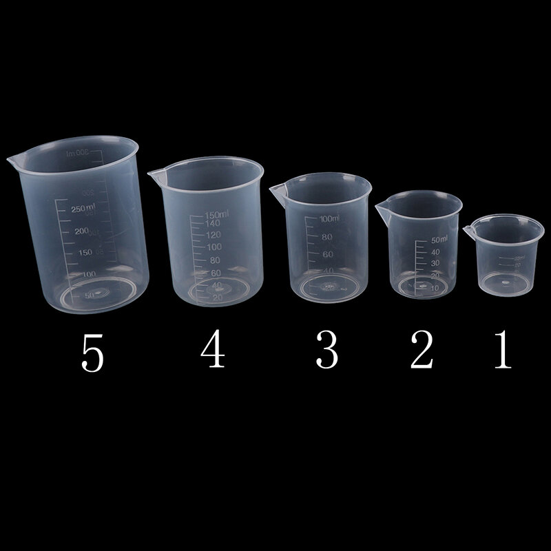 2 uds 250 ml/150 ml/100 ml/50 ml/25 ml vaso de medición volumétrico de plástico transparente para laboratorio de cocina