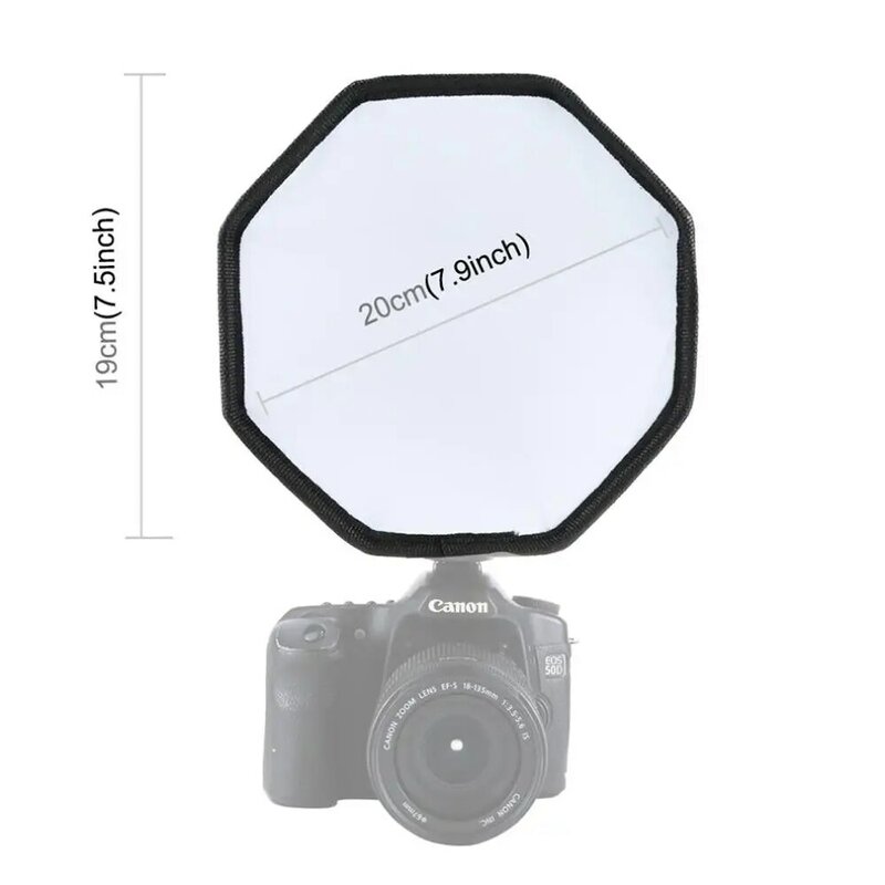 Difusor Octagonal de luz de Flash plegable, Softbox para Canon y Nikon, estilo octagonal Universal, 20cm
