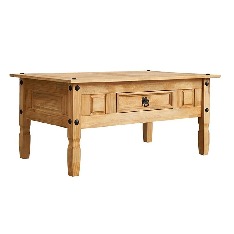Panana Natural style Ancient wax Coffee Table with 1 Drawer Solid Pine Wood Living room Stand Fast shipping