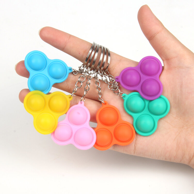 ASLSAW-Mini llavero de silicona para alivio de presión, llavero de juguete de arcoíris, descompresión de la yema del dedo, nuevo