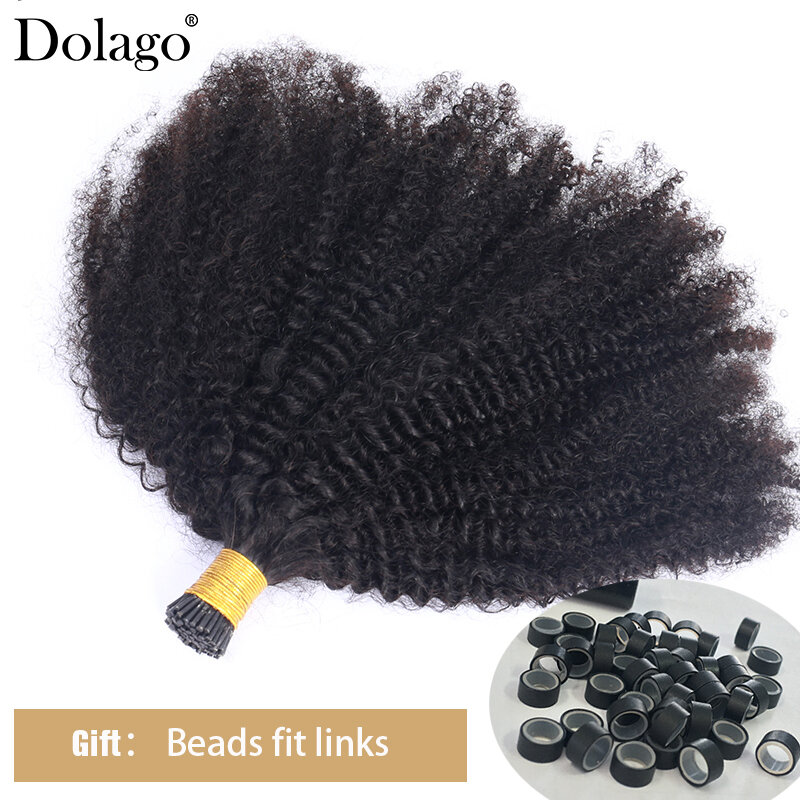 Fasci di capelli ricci Afro crespi 4B 4C I Tips microlink F Tips estensioni dei capelli umani nero per le donne capelli vergini sfusi brasiliani