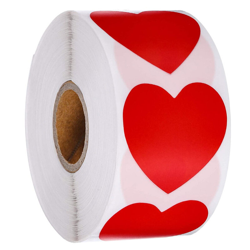 Forma do Coração de Adesivos Vermelhos, Scrapbooking para Pacote e Decoração do Casamento, Papelaria Adesivos, Etiquetas de Selo, 50