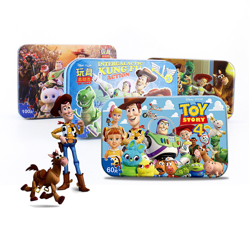 De Disney Pixar juguete historia 4 60 rebanada pequeña pieza del rompecabezas juguete de los niños rompecabezas de madera de juguete para niños de cumpleaños regalo