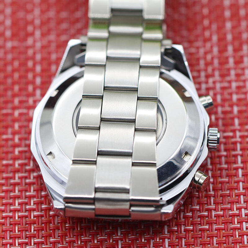 Męska pusta szkieletowa tarcza automatyczny mechaniczny pasek ze stali nierdzewnej Wrist Watch mas-culino modny zegarek męski duża tarcza Milit