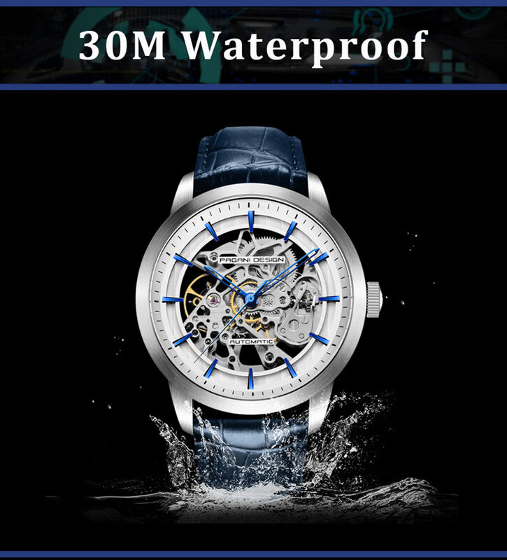 Fashion Luxury Brand Pagani Leather Tourbillon Watch orologio da polso automatico da uomo orologi meccanici in acciaio Relogio Masculino
