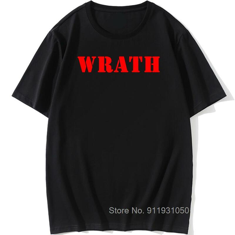 จำกัด WRATH Natural Selection ออกแบบโลโก้กราฟิกสีดำผู้ชายเสื้อยืดฤดูร้อนแฟชั่น Streetwear O คอ100% Cotton แขนสั้น