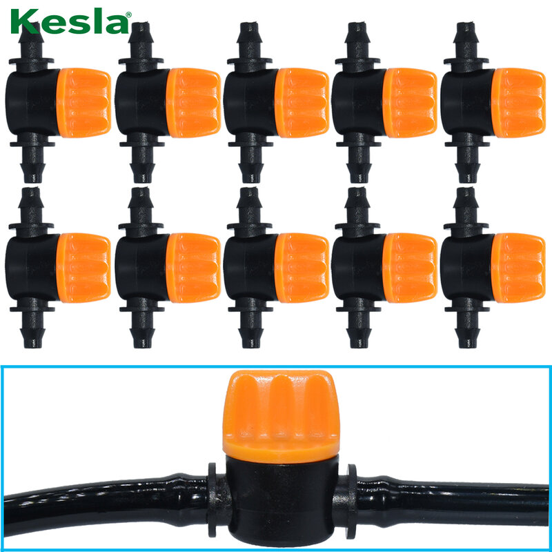 Kesla 10個1/4 ''有刺鉄線ミニバルブシャットオフ結合コネクタのための4/7ミリメートルホースガーデン水灌漑パイプアダプタ温室