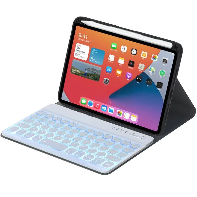 Mini teclado iluminado para tablets, teclado fino de luz de fundo para ipad, xiaomi, samsung, hua, ipad mini 6, ipad mini 6, 2021