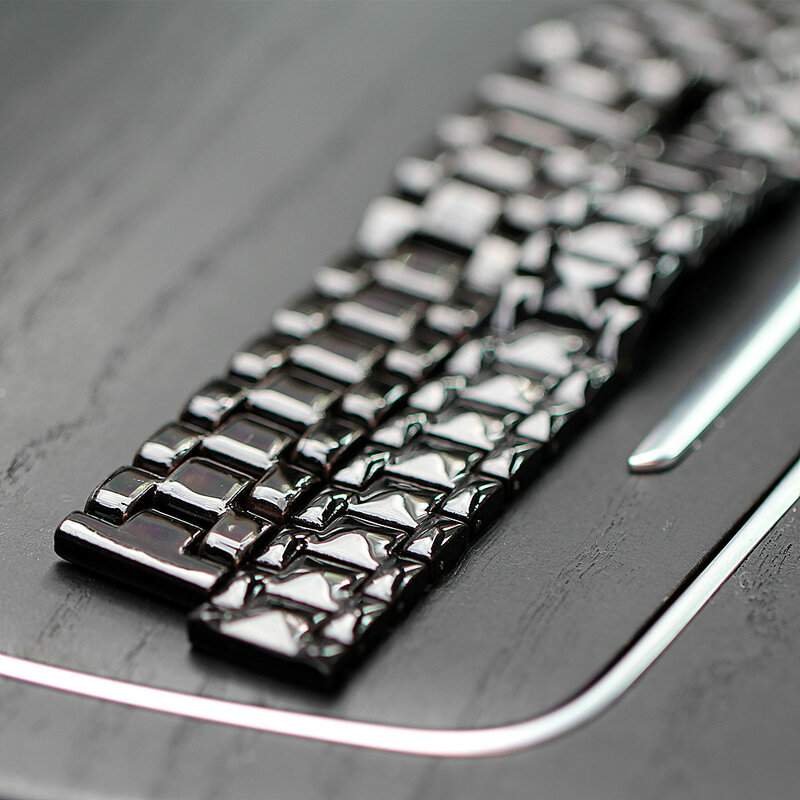 Ремешок керамический для наручных часов, люксовый черный яркий браслет с металлической пряжкой для мужчин и женщин, 14 мм 16 мм 18 мм, аксессуары для часов