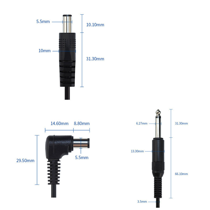 1x6.5mm para cabo de alimentação dc cabo de alimentação suave adaptador de conexão de áudio 6.5mm dc para tatuagem máquina microfone guitarra acessórios