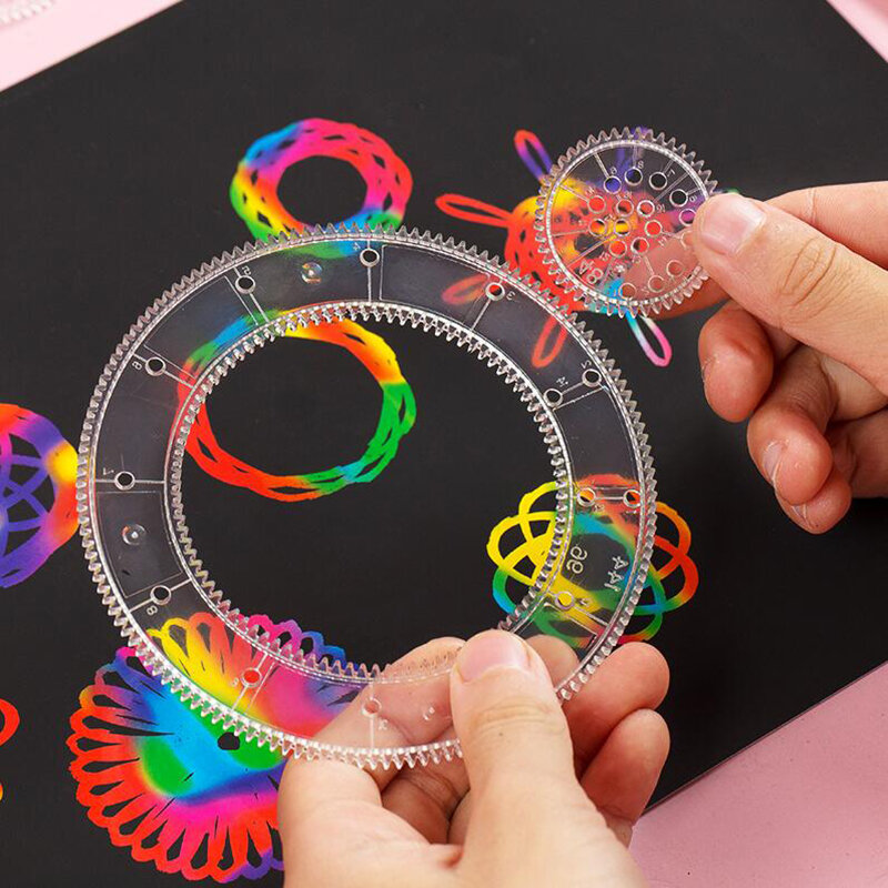 ตลก Interlocking Gears ล้อ Spirograph วาดชุดของเล่นสร้างสรรค์ของเล่นเพื่อการศึกษาเด็กวาดภาพวาดอุปกรณ์เสริม