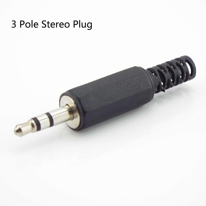 2/5/10 pces 3.5mm 1/8 "adaptador de tomada macho áudio mono/conector estéreo fone de ouvido 3.5mm 2/3/4 pólo plug conector preto