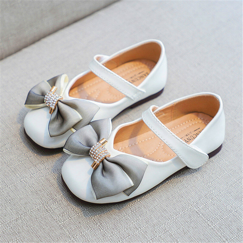MXHY Kids Princess Leather Shoes 2020 New Children Girls Wedding Shoes Fashion Bowknot diamond Dress Shoes Party Shoes For Girls