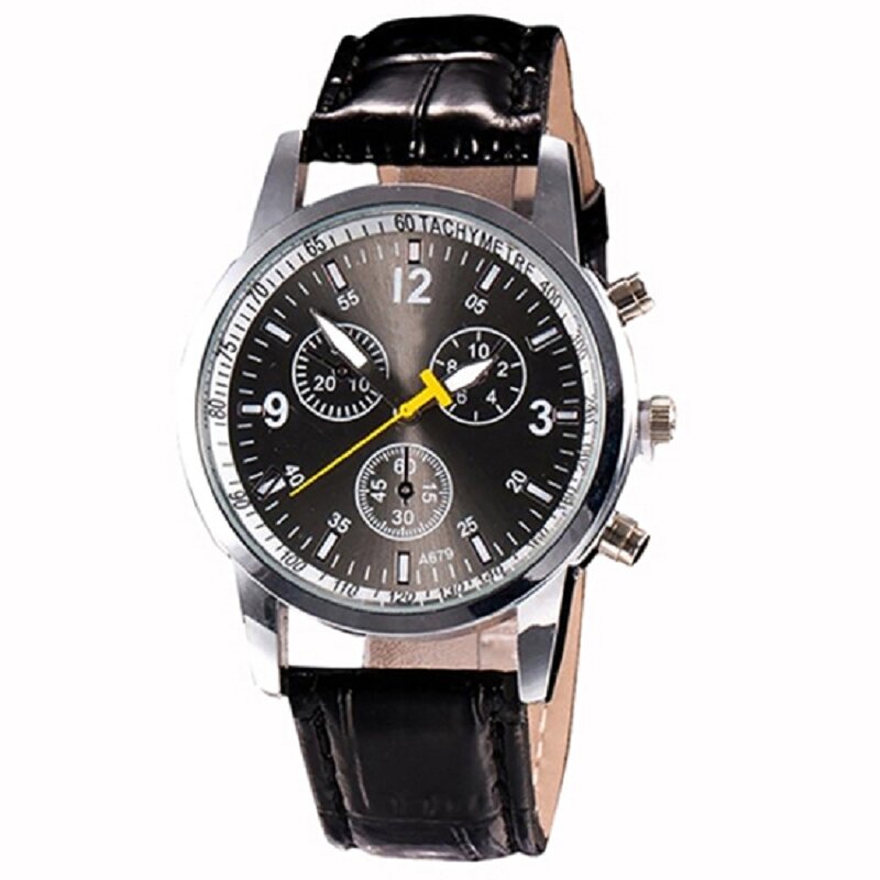 Hot sales Men's Fashion Faux Leather Strap Round Dial Analog Casual Wrist Watch Xmas Gift  Mas-culino Fashion Men's Watch Large