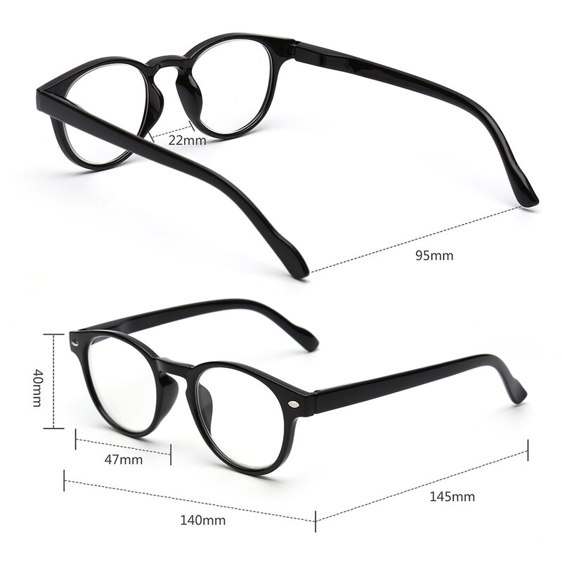 JM Engsel Musim Semi Kacamata Baca Wanita Pria Kaca Pembesar Bulat Kacamata Diopter Presbyopic