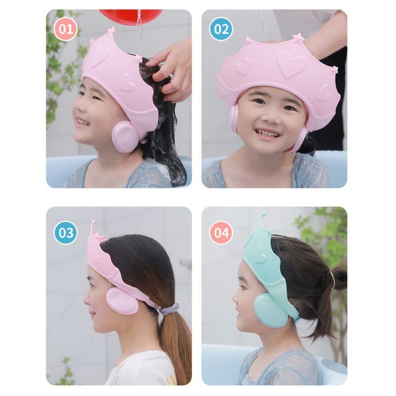 Baby Shower miękka czapka regulowana myjnia do włosów kapelusz dla dzieci ochrona słuchu bezpieczny szampon dla dzieci prysznic kąpielowy chroń pokrowiec na główkę