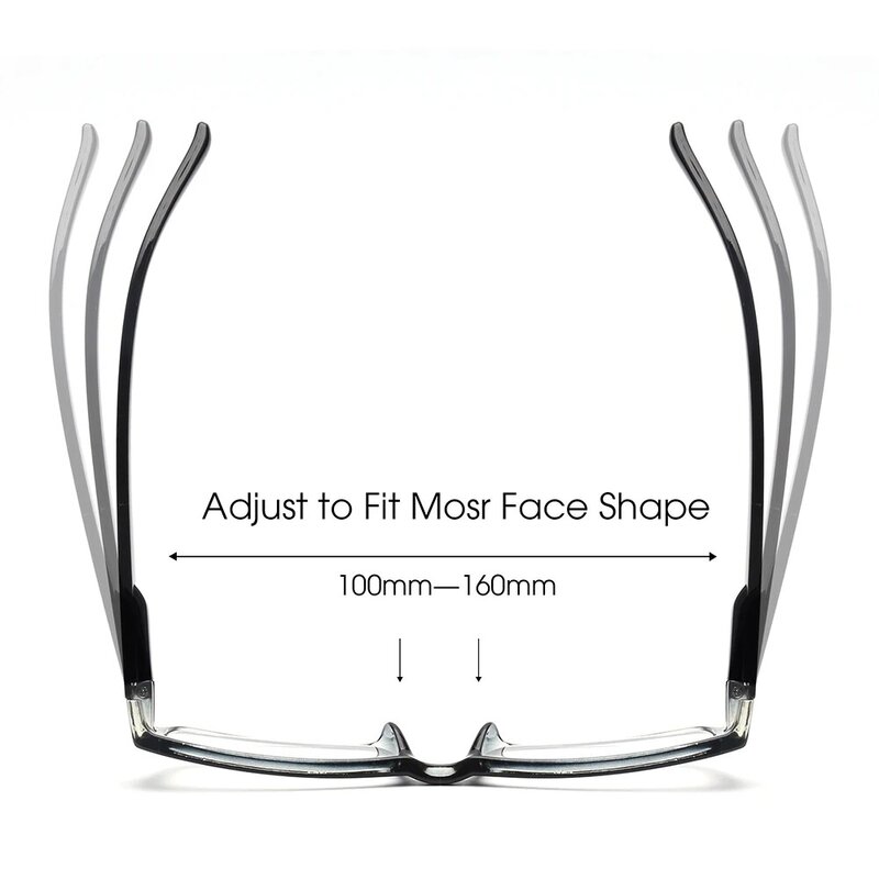 JM-Óculos de leitura retangular para homens e mulheres, quadrado, mola dobradiça, lupa, diopter, presbiopia, 4pcs por conjunto