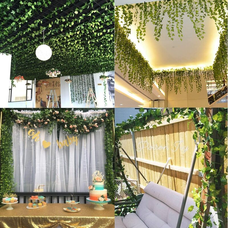 Guirlande de feuilles de lierre artificielles en soie verte, 1 pièce, 240cm, plantes de vigne, de raisin, décoration de salle de bain pour la maison, décor de fête de jardin