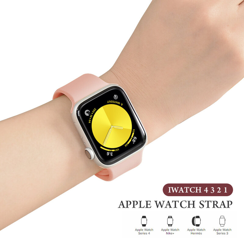 От MU SEN спортивный силиконовый ремешок для наручных часов Apple Watch, ремешок 42 мм, 38 мм, 40 мм 44mmBracelet ремешки наручных часов Iwatch серии 4/3/2/1 наручны...