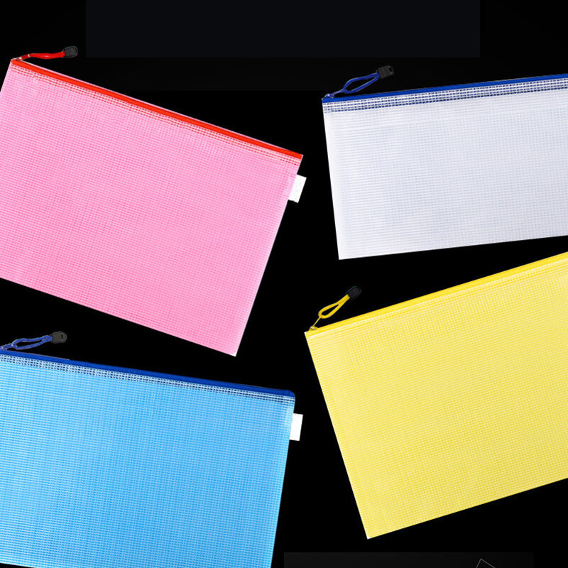 10개 메쉬 지퍼 파우치 문서 가방 방수 지퍼 파일 폴더 A4 A5 A6 학교 사무용품 필통 보관 가방
