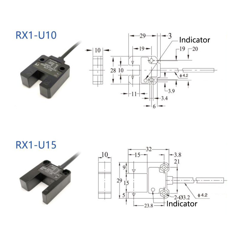 Sensor de nível fotoelétrico npn ir taidacent, ranhura de quatro fios 12 ~ 24v com abertura normalmente aberta/fechada de 10/15mm de largura