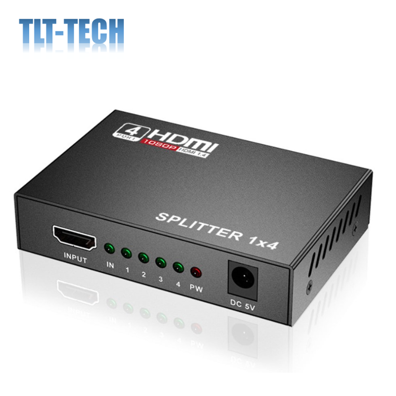 1ใน4 HDMI Splitter HDCP 4Kสัญญาณเครื่องขยายเสียง1080P 3D 1X4 Audio Splitter HDMI Converterอะแดปเตอร์HDMI