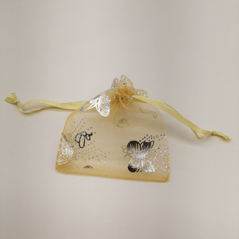 Sacolas de organza borboleta, 7x9 9x12 11x16 13x18, sacolas para presente, para embalagens de joias, bolsa com cordão para exibição e armazenamento com 500 peças