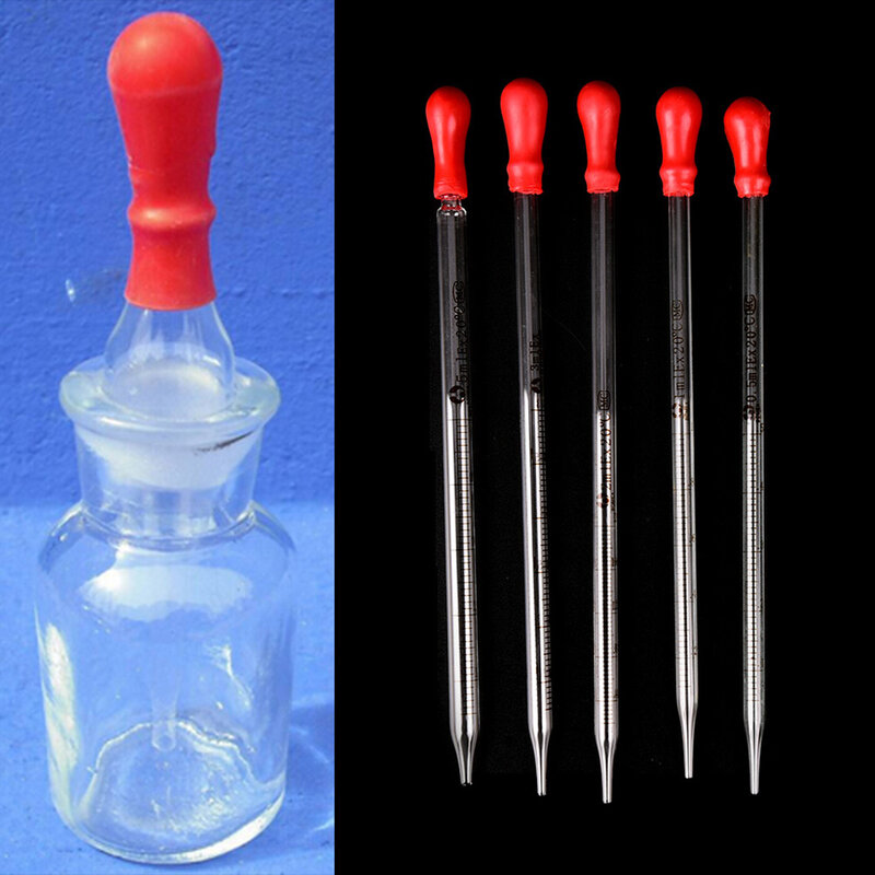 1pc pipetta graduata in vetro lampadina in gomma laboratorio esperimento scolastico contagocce erogazione 0.5ml 1ml 2ml 3ml