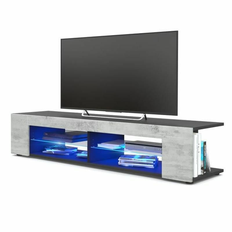 57 Inch Portable Detachable TV Stand Two Unit Cabinet Console with LED Light Shelves for Living Room US Shipping