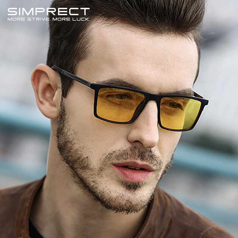 SIMPRECT مستطيل الاستقطاب النظارات الشمسية للرجال 2023 الفاخرة العلامة التجارية مصمم UV400 عالية الجودة موضة ساحة نظارات الشمس oculos