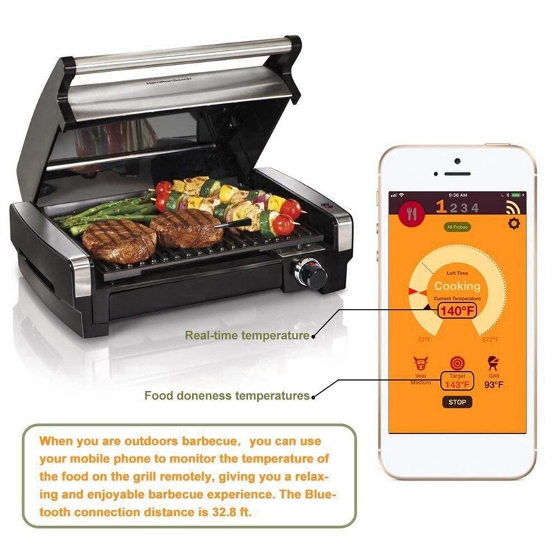 Digital base di Carne Sonda Termometro Da Cucina termometro di Cottura Senza Fili Bbq Termometro Per Alimenti Bluetooth Forno Grill Termometro Sonda