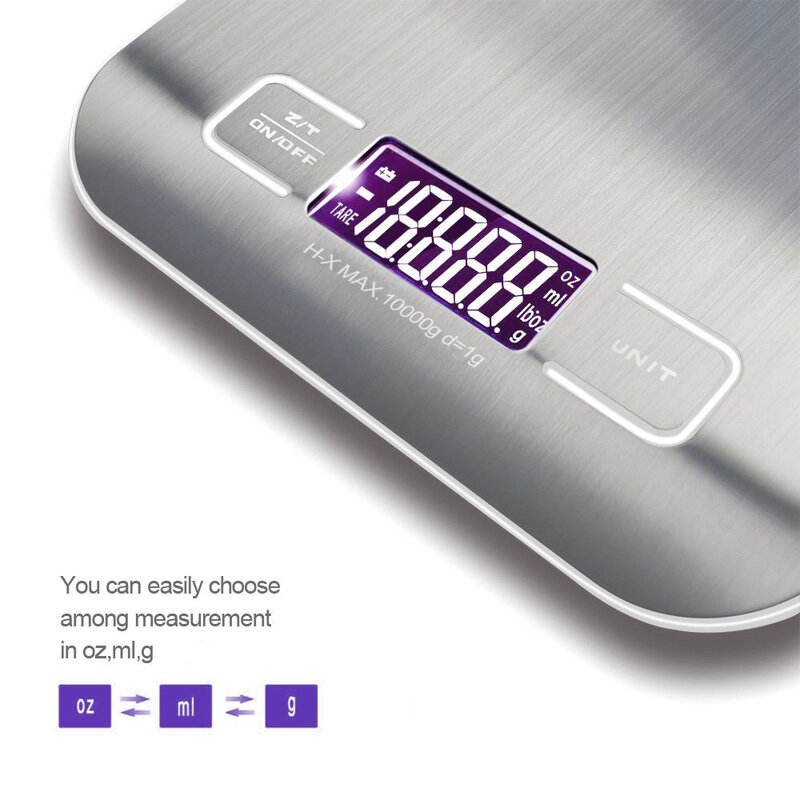 Balance de cuisine électronique numérique, 5 noix/10kg/1g, balance postale pour régime alimentaire, outil de mesure mince LCD