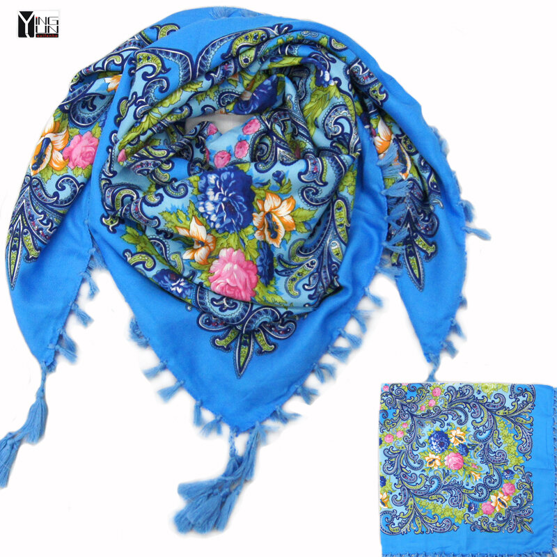 2017 hot sale new fashion woman Scarf square scarves short tassel floral printed Women Wraps Winter lady shawls free shipping-03